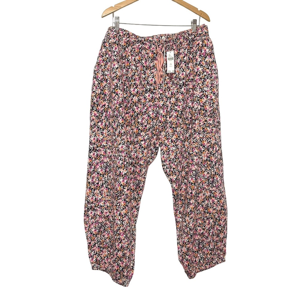 Daily Practice Anthropologie Floral Joggers Pink Combo 2X Plus NWT